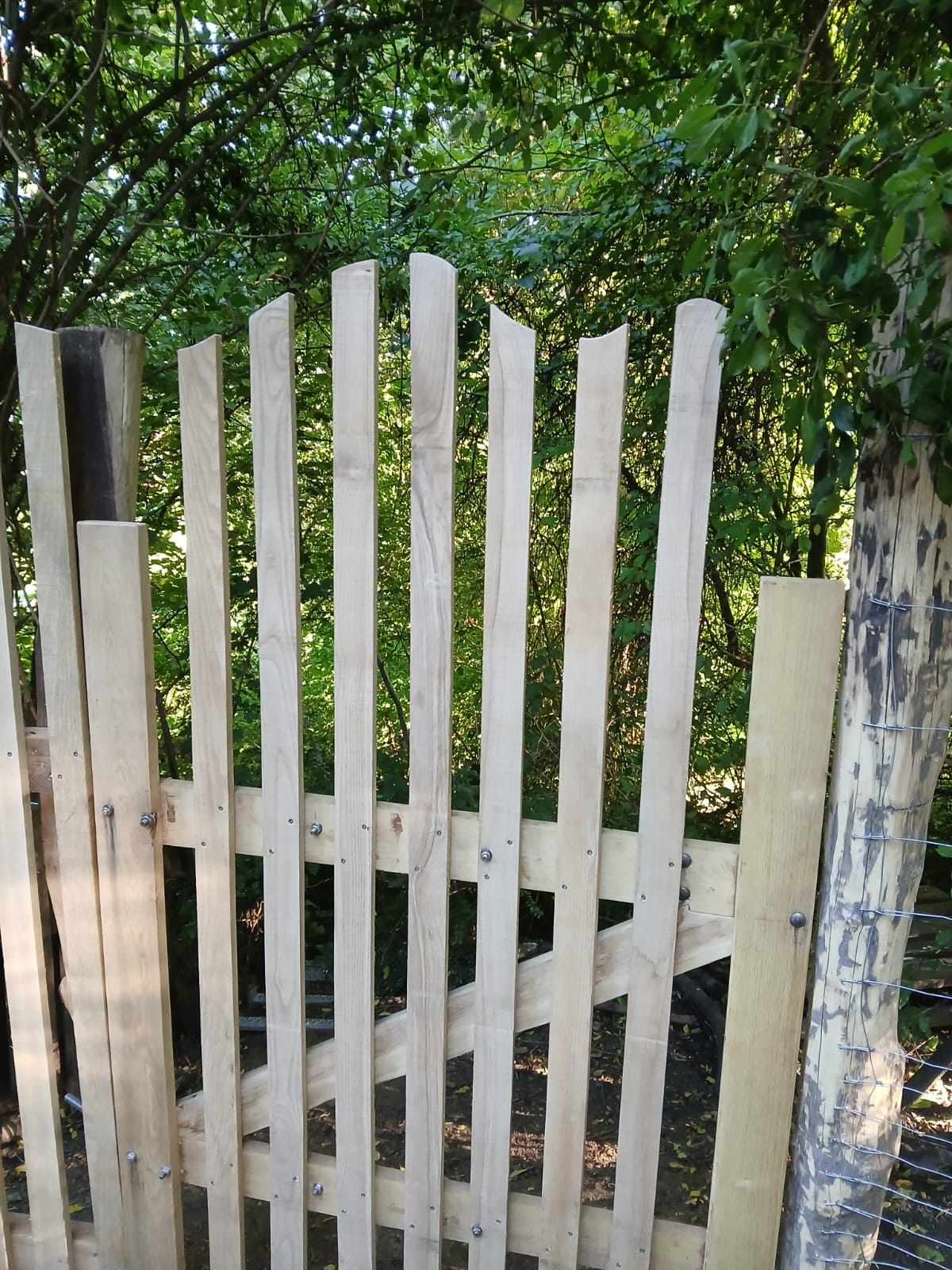 Holzzaun mit Drahtgeflecht
